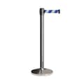 Montour Line Stanchion Belt Barrier Pol.Steel Post 9ft. Blu/Wh Belt M630-PS-BWD-90